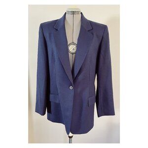 VTG Pendleton Sz 12 Virgin Wool Navy Blue Blazer Lightweight Weave